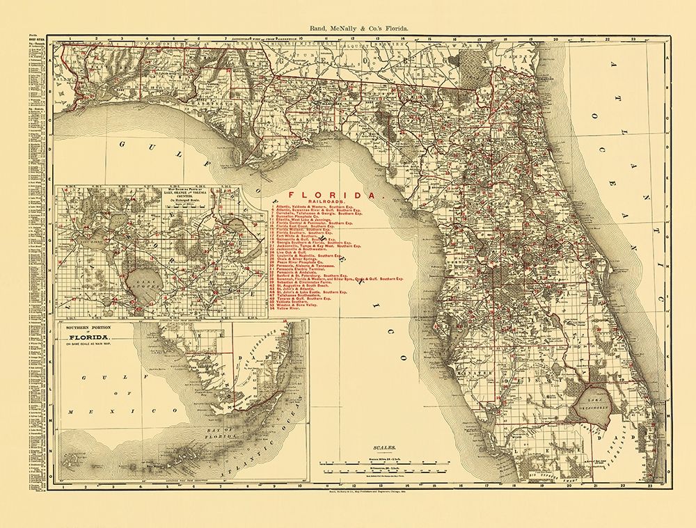 Florida - Rand McNally 1900 art print by Rand McNally for $57.95 CAD