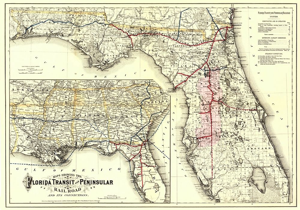 Florida Transit and Peninsula Railroad 1882 art print by Colton for $57.95 CAD