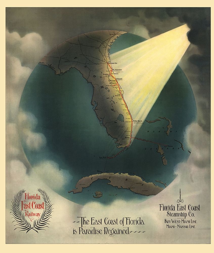 Florida East Coast Railway and Steamship 1898 art print by Beckwith for $57.95 CAD