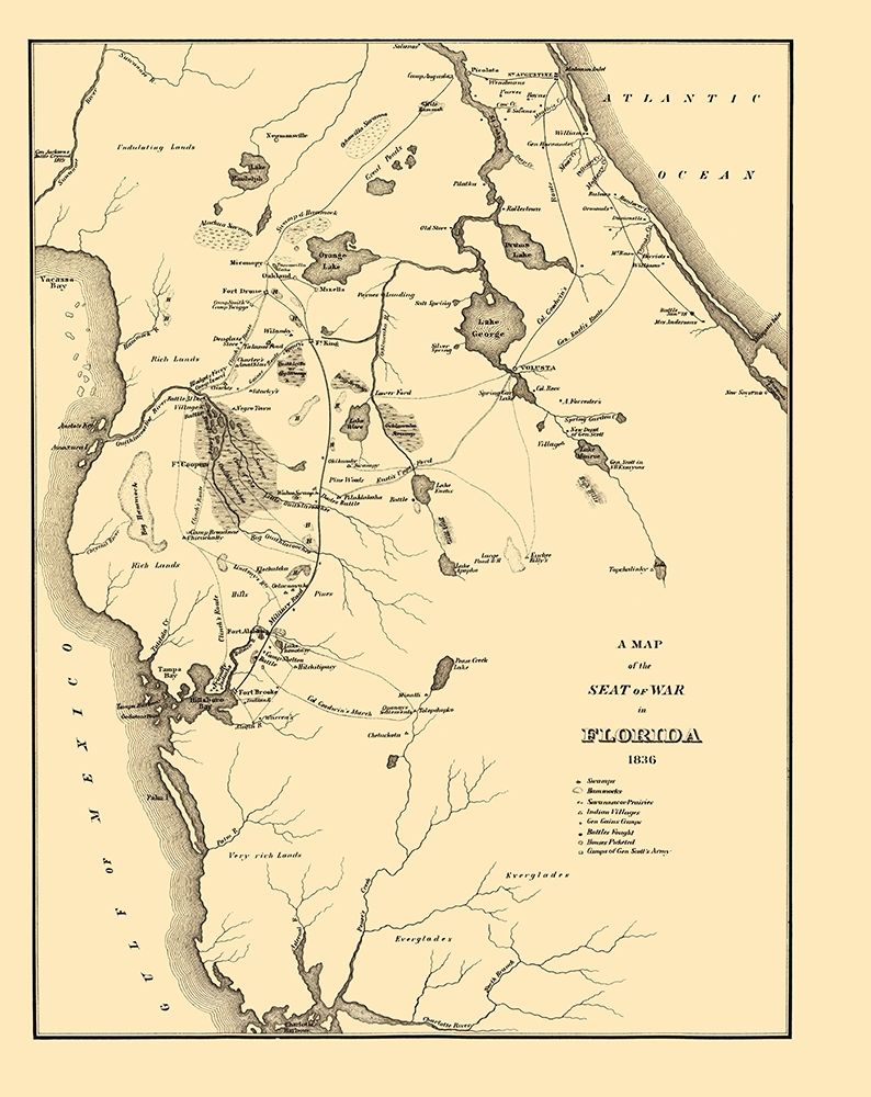 Seat of War in Florida - Bowen 1836 art print by BOWEN for $57.95 CAD
