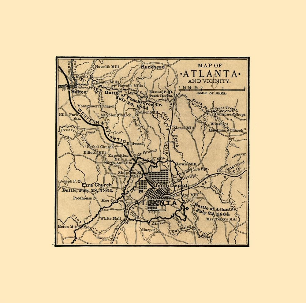 Atlanta Georgia Battles-1887 art print by Unknown for $57.95 CAD