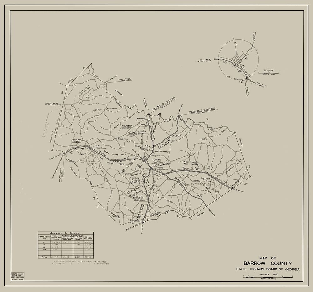 Barrow Georgia - Highway Board 1934 art print by Highway Board for $57.95 CAD