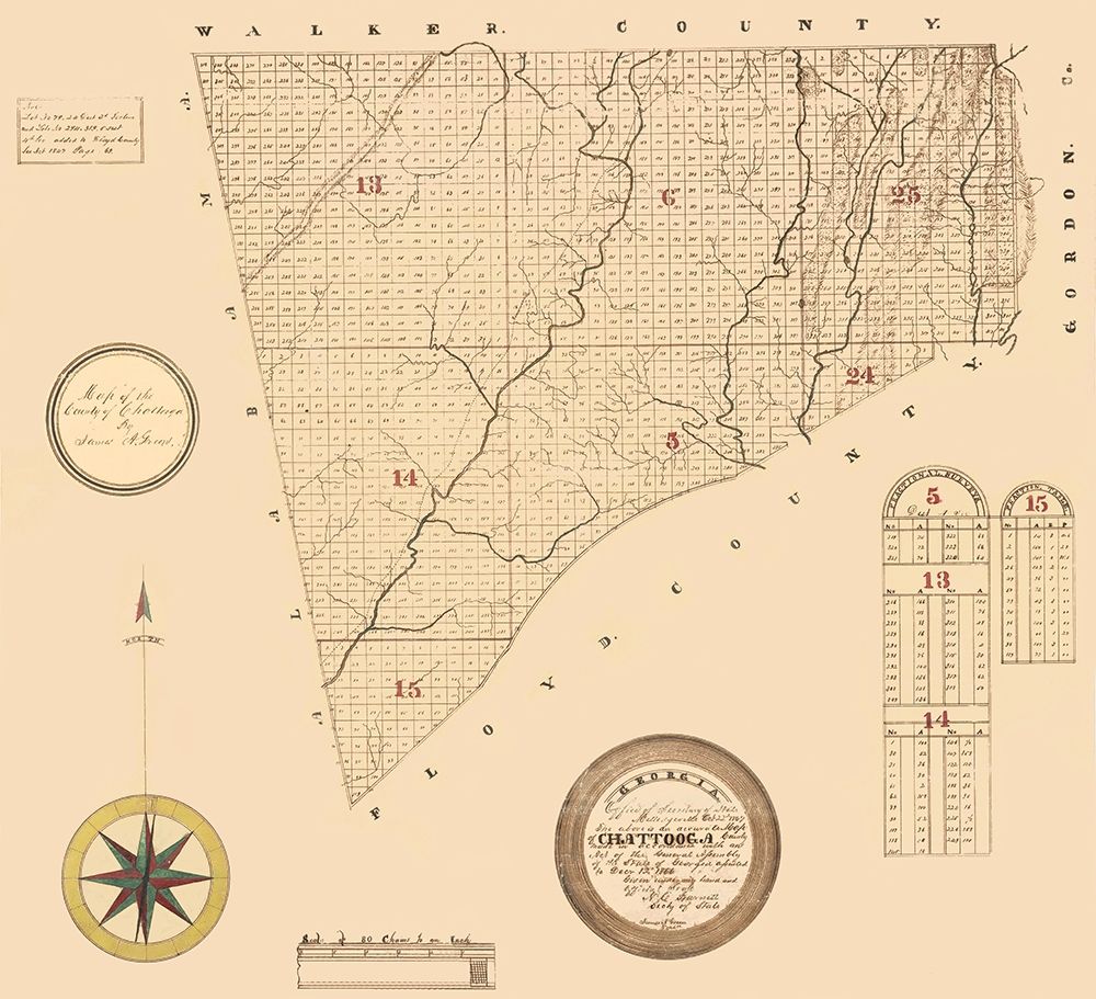 Chattooga Georgia - Green 1866 art print by Green for $57.95 CAD