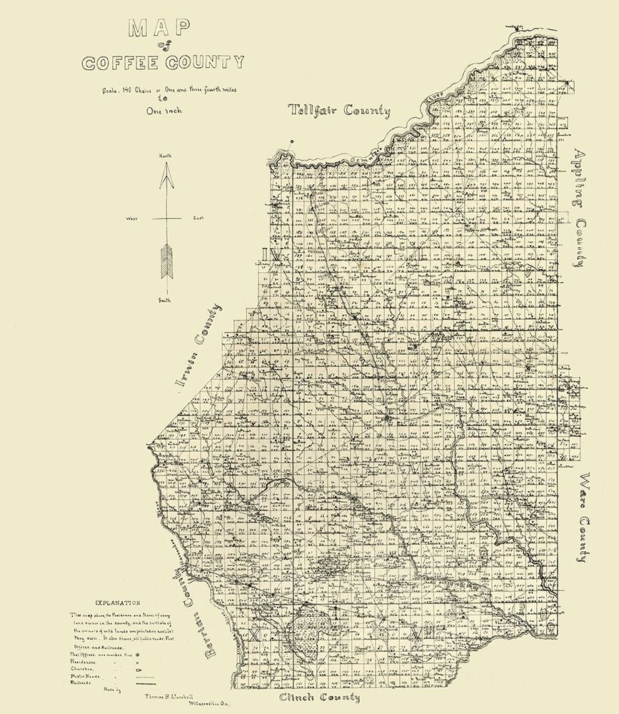 Coffee County Georgia - Marshall 1891 art print by Marshall for $57.95 CAD