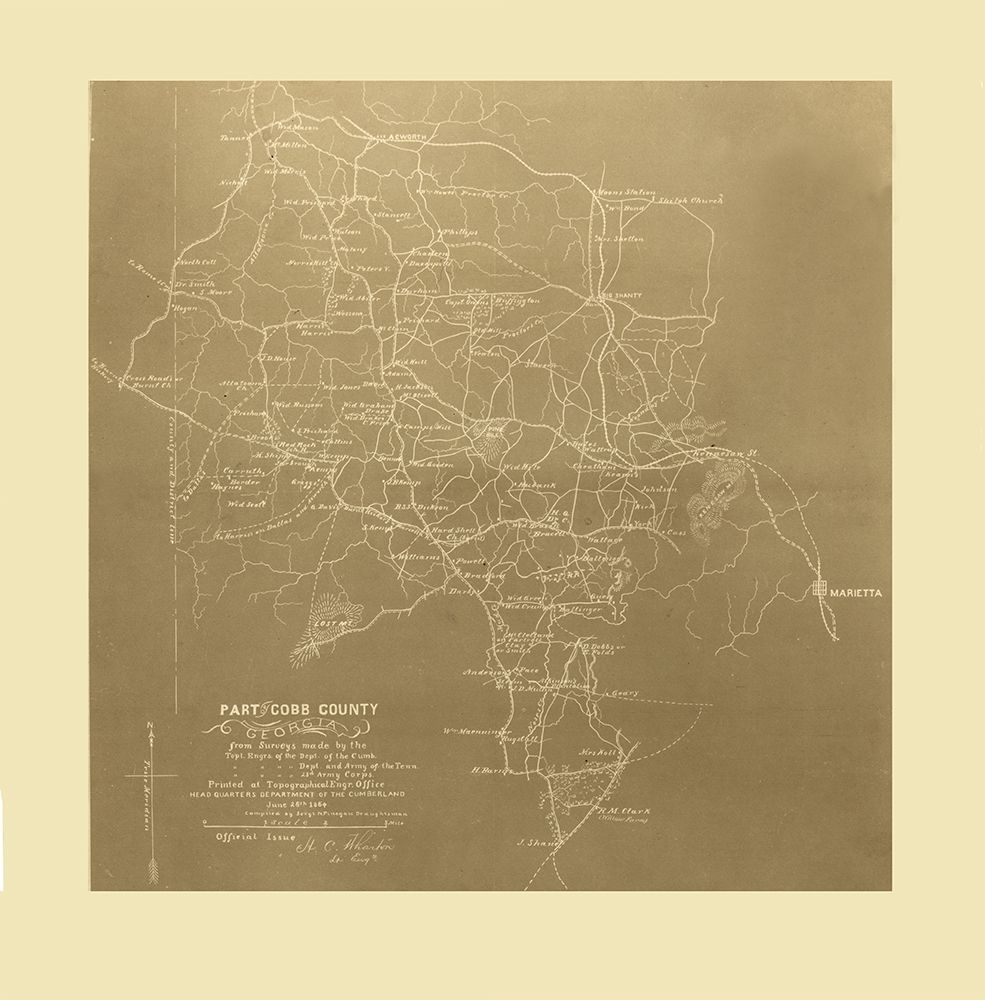 Cobb County Georgia - Finegan 1864 art print by Finegan for $57.95 CAD