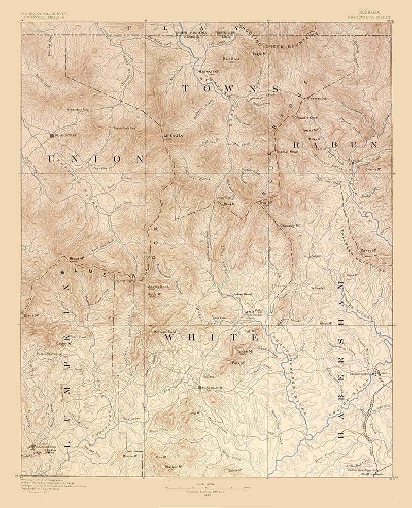 Dahlonega Sheet Georgia - USGS 1886 art print by USGS for $57.95 CAD
