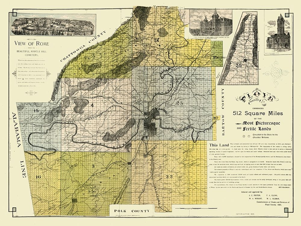 Floyd County Georgia - Beauman 1895 art print by Beauman for $57.95 CAD