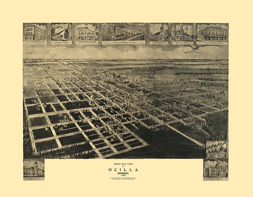 Ocilla Georgia - Fowler 1908 art print by Fowler for $57.95 CAD