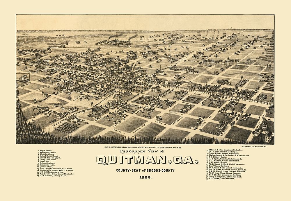 Quitman Georgia - Norris 1885 art print by Norris for $57.95 CAD