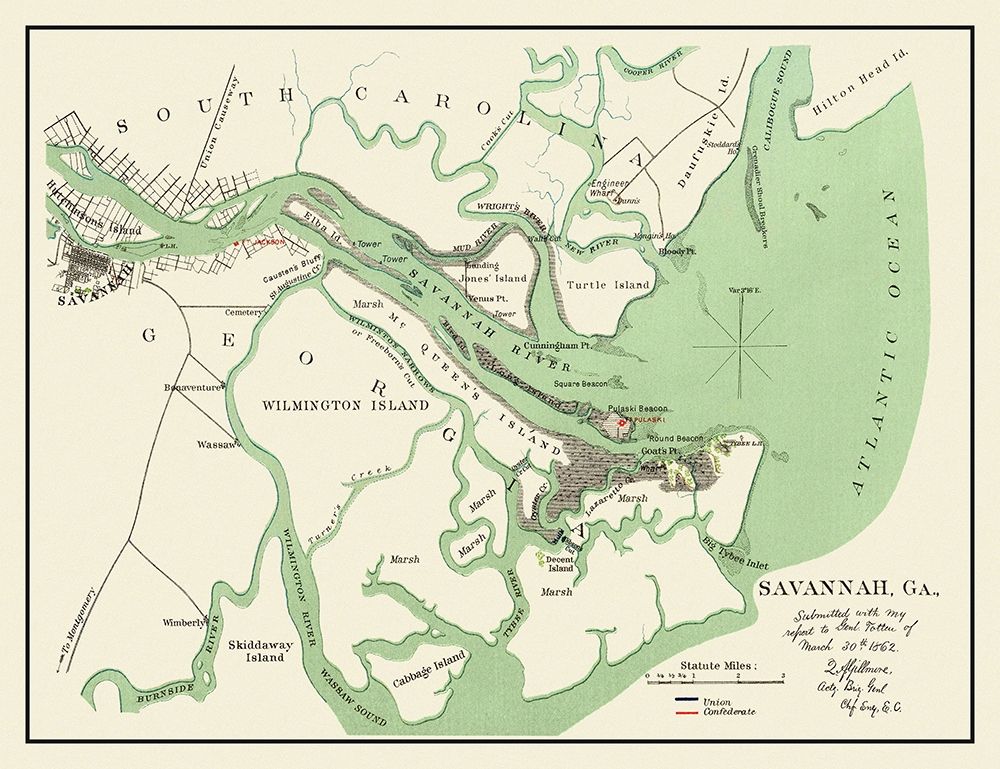 Savannah Georgia - Gillmore  1862 art print by Gillmore for $57.95 CAD