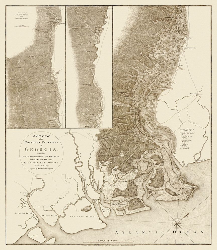 Sketch of the Northern Frontiers of Georgia 1780 art print by Campbell for $57.95 CAD