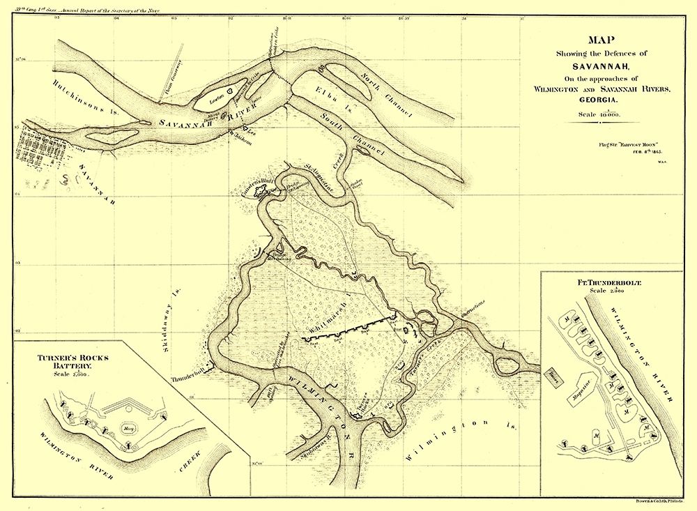 Savannah Georgia Defences - Bowen 1865 art print by Bowen for $57.95 CAD