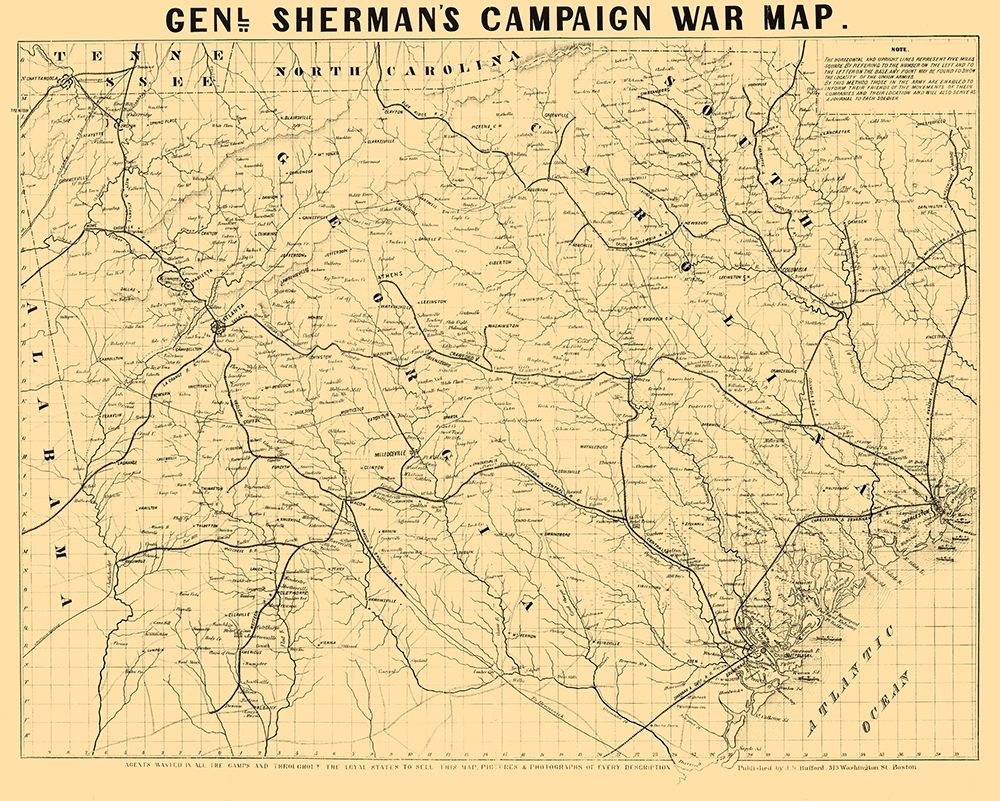 South Carolina Georgia Shermans Campaign - Bufford 1864 art print by Bufford for $57.95 CAD