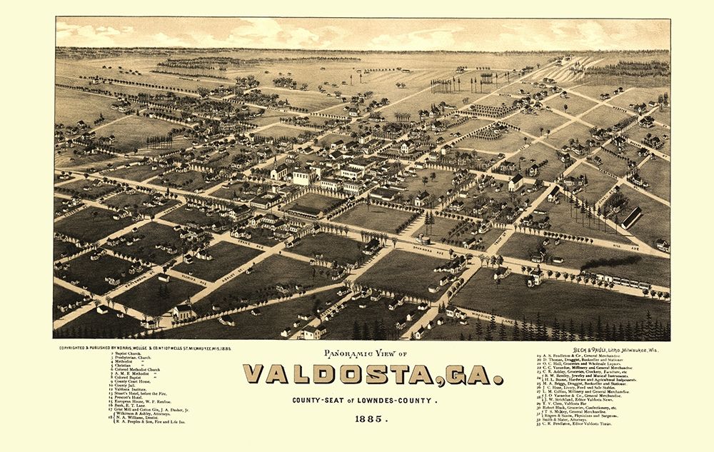 Valdosta Georgia - Norris 1885 art print by Norris for $57.95 CAD