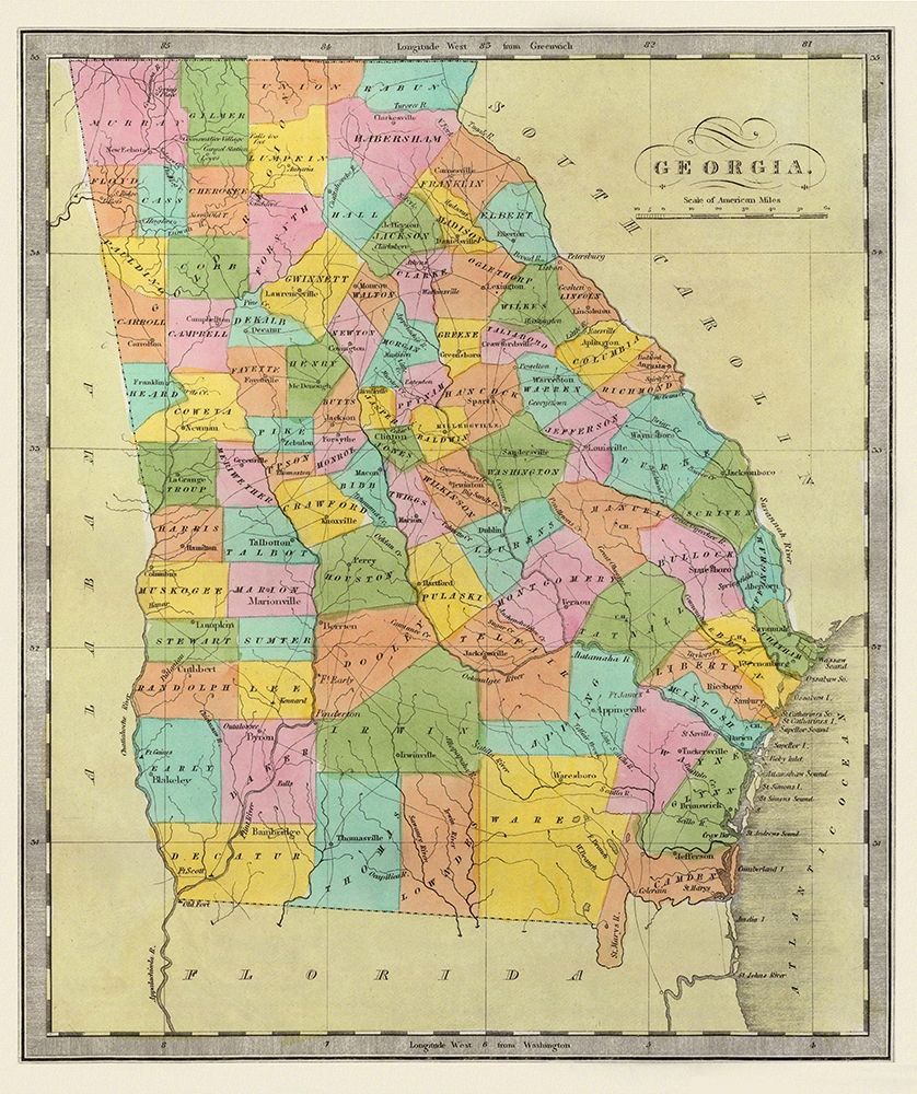 Georgia - Burr 1835 art print by Burr for $57.95 CAD