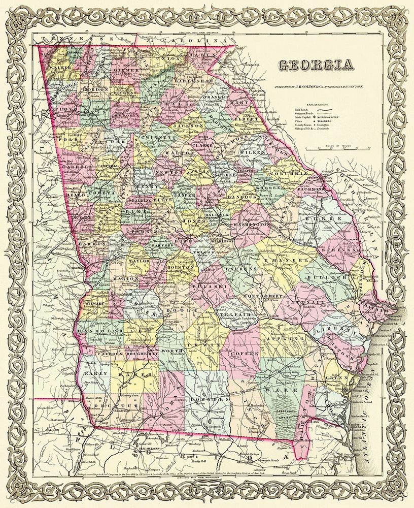 Georgia - Colton 1855 art print by Colton for $57.95 CAD