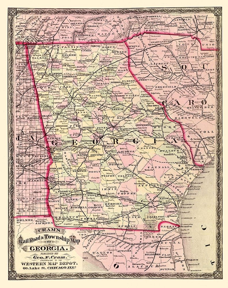 Georgia - Cram 1875 art print by Cram for $57.95 CAD