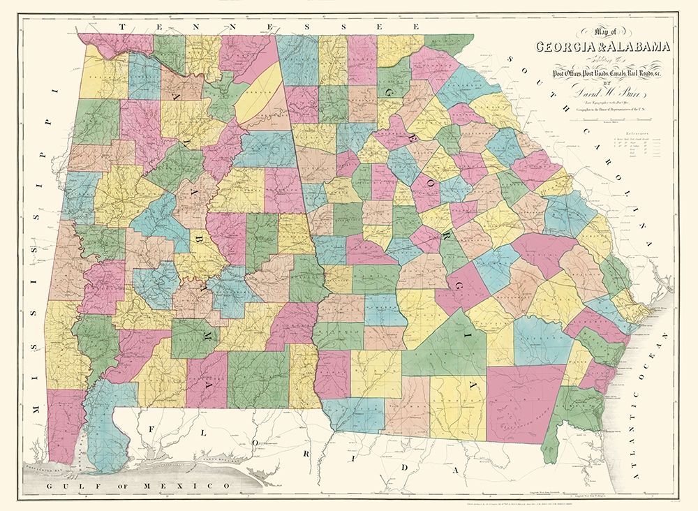 Georgia, Alabama - Burr 1839 art print by Burr for $57.95 CAD