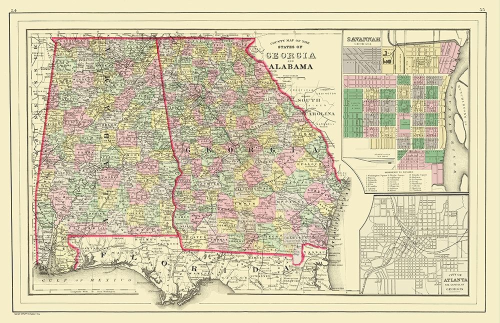 Georgia, Alabama - Mitchell 1890 art print by Mitchell for $57.95 CAD