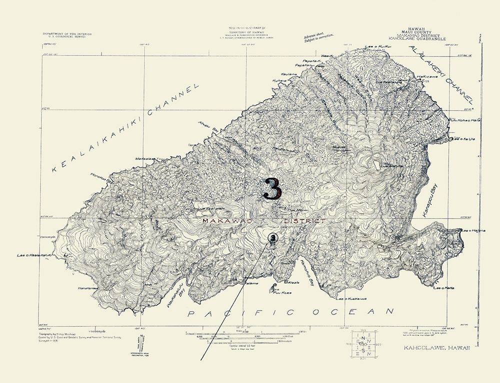 Kahoolawe Hawaii Quad - USGS 1926 art print by USGS for $57.95 CAD
