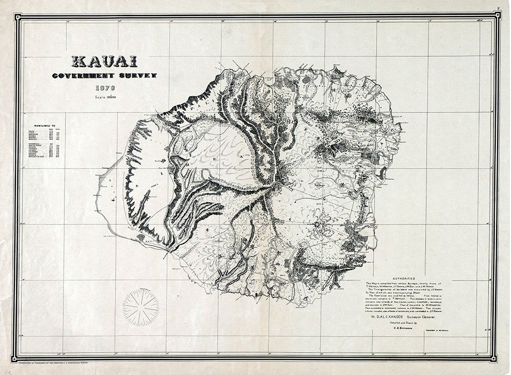 Kauai County Hawaii - Alexander 1878 art print by Alexander for $57.95 CAD