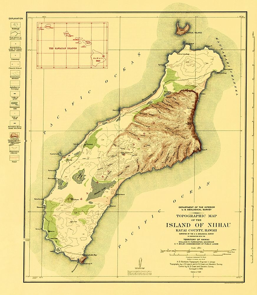 Niihau Island Hawaii - USGS 1929 art print by USGS for $57.95 CAD
