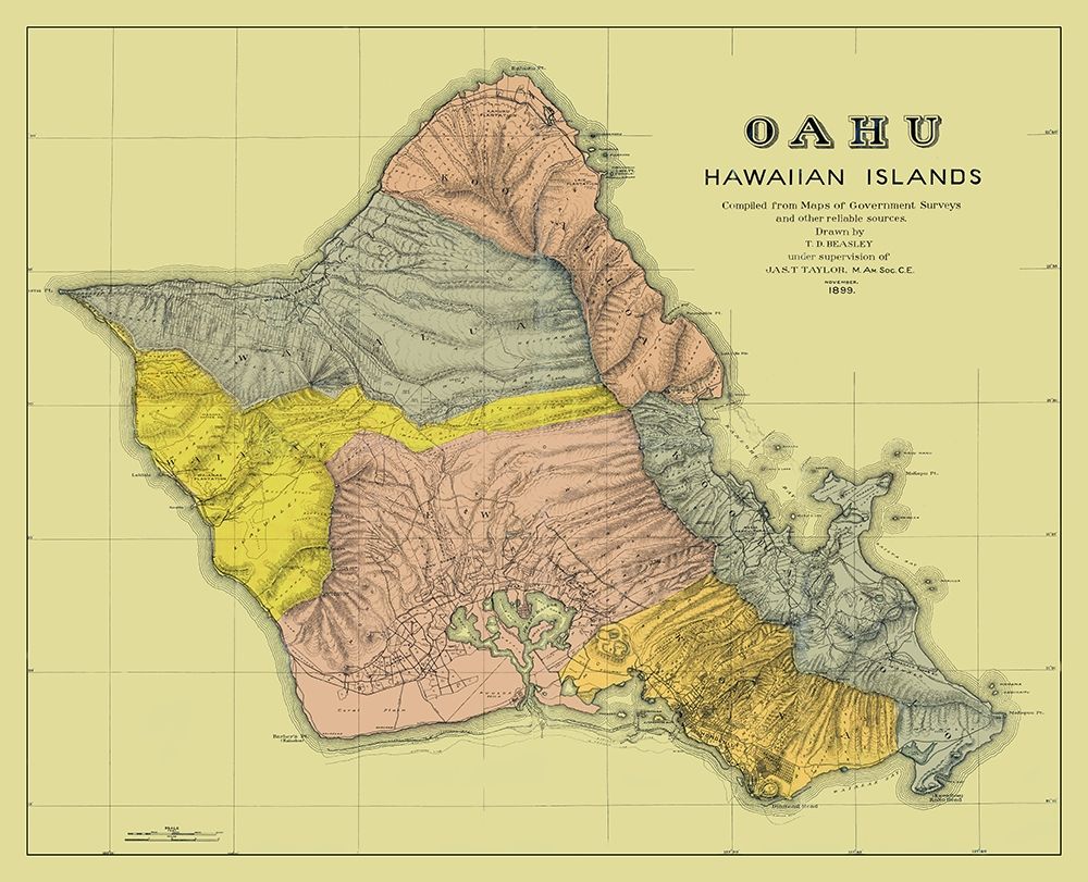 Oahu Hawaii - Beasley 1899 art print by Beasley for $57.95 CAD