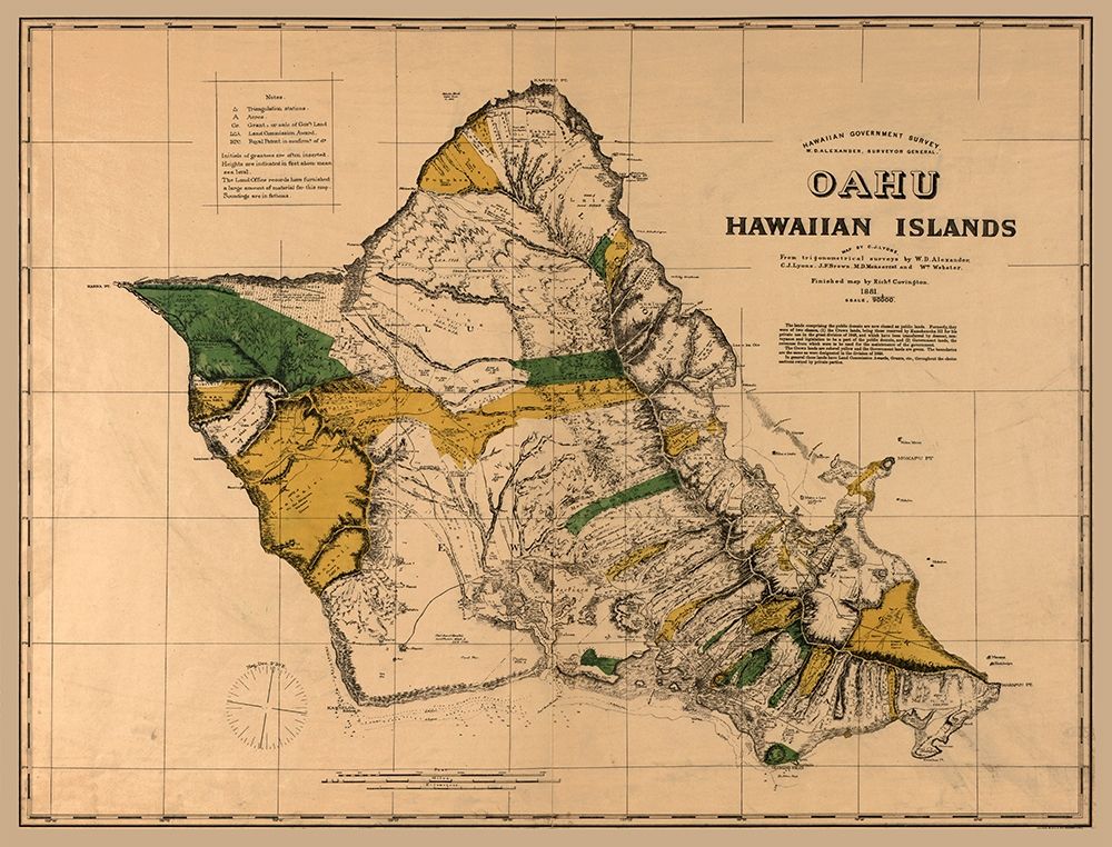 Oahu County Hawaii - Alexander 1881 art print by Alexander for $57.95 CAD