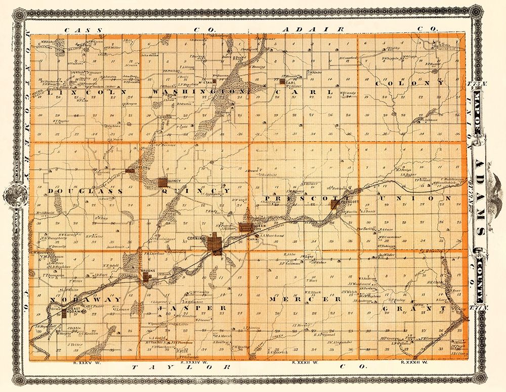 Adams Iowa Landowner - Andreas 1874 art print by Andreas for $57.95 CAD