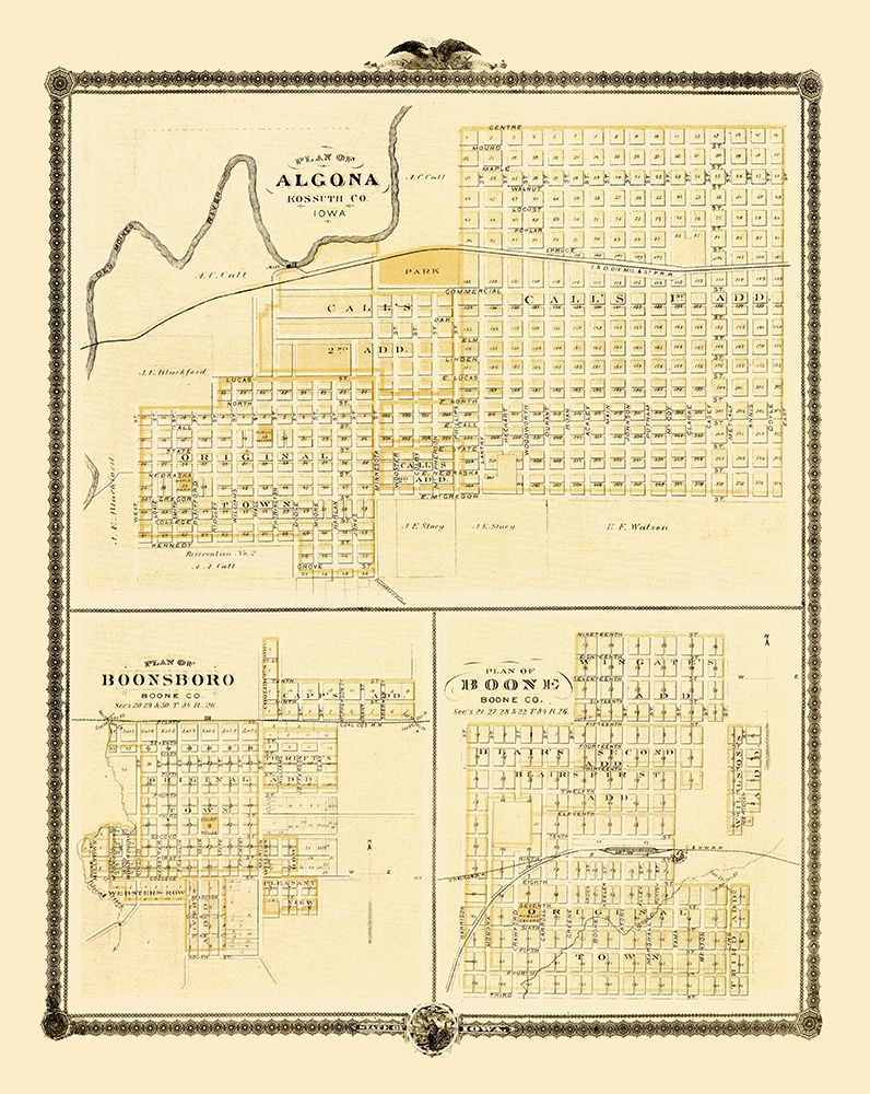 Algona, Boone, Boonsboro Iowa - Andreas 1874 art print by Andreas for $57.95 CAD
