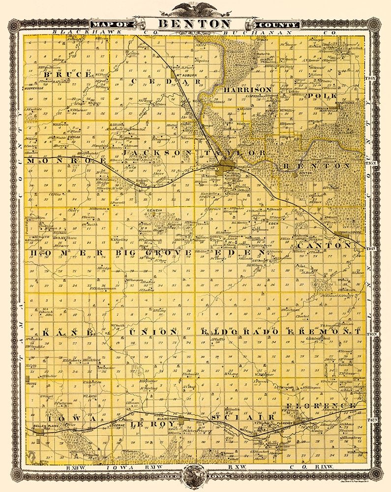 Benton Iowa Landowner - Andreas 1874 art print by Andreas for $57.95 CAD