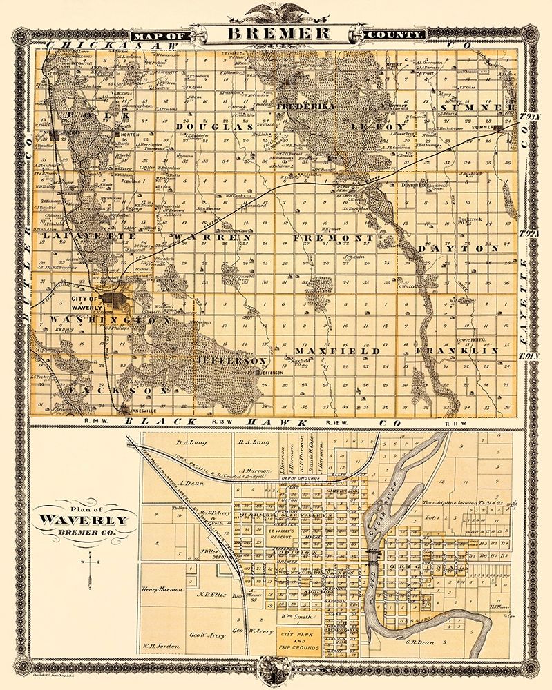Bremer Iowa Landowner - Andreas 1874 art print by Andreas for $57.95 CAD