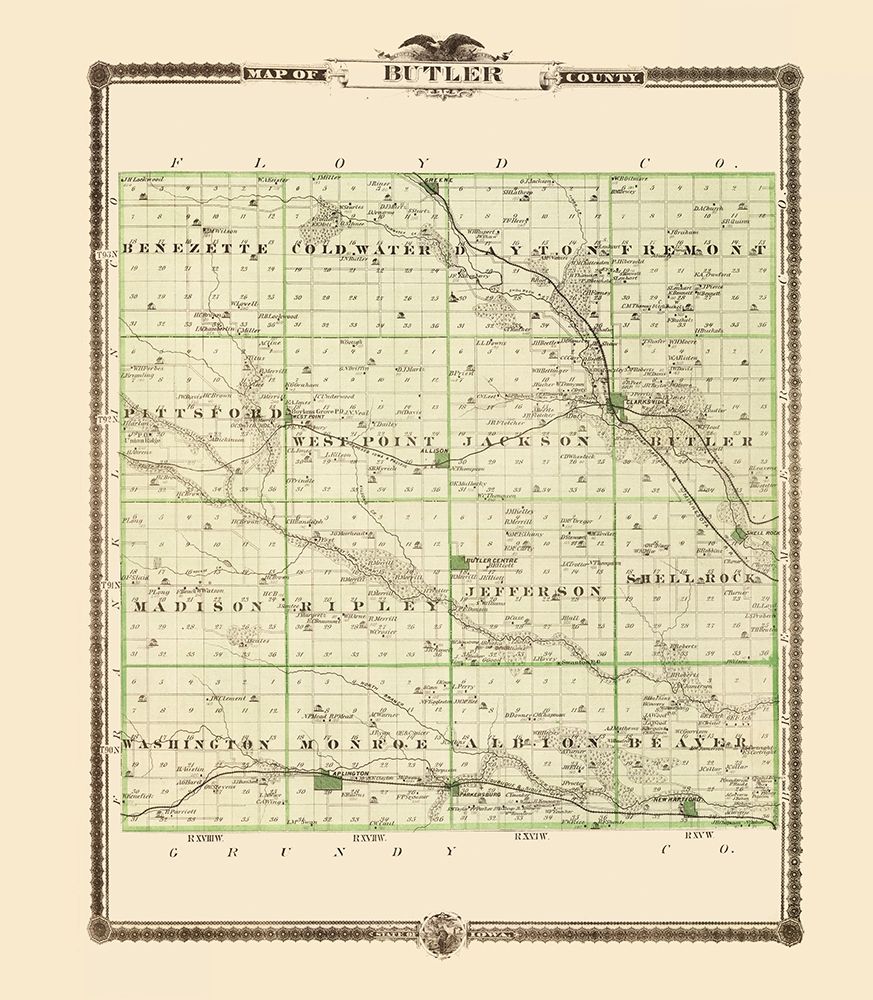 Butler Iowa Landowner - Andreas 1874 art print by Andreas for $57.95 CAD