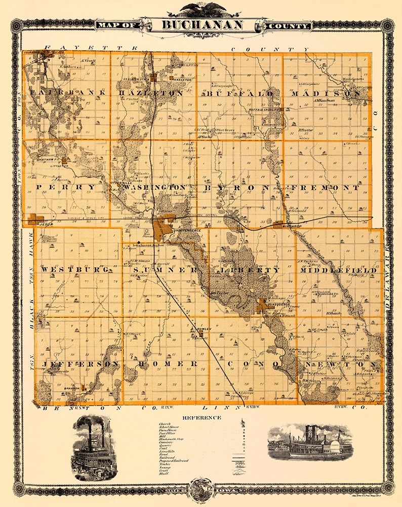 Buchanan Iowa Landowner - Andreas 1874 art print by Andreas for $57.95 CAD