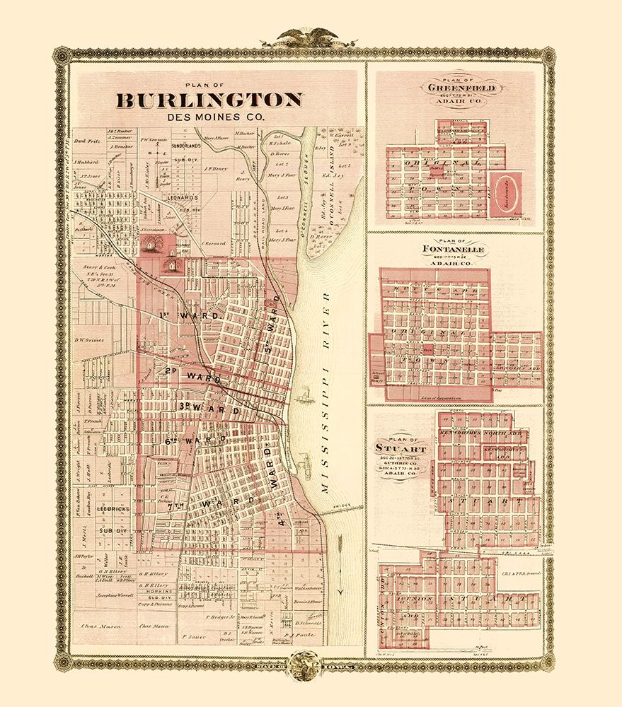 Burlington, Greenfield, Fontanelle, Stuart Iowa art print by Andreas for $57.95 CAD