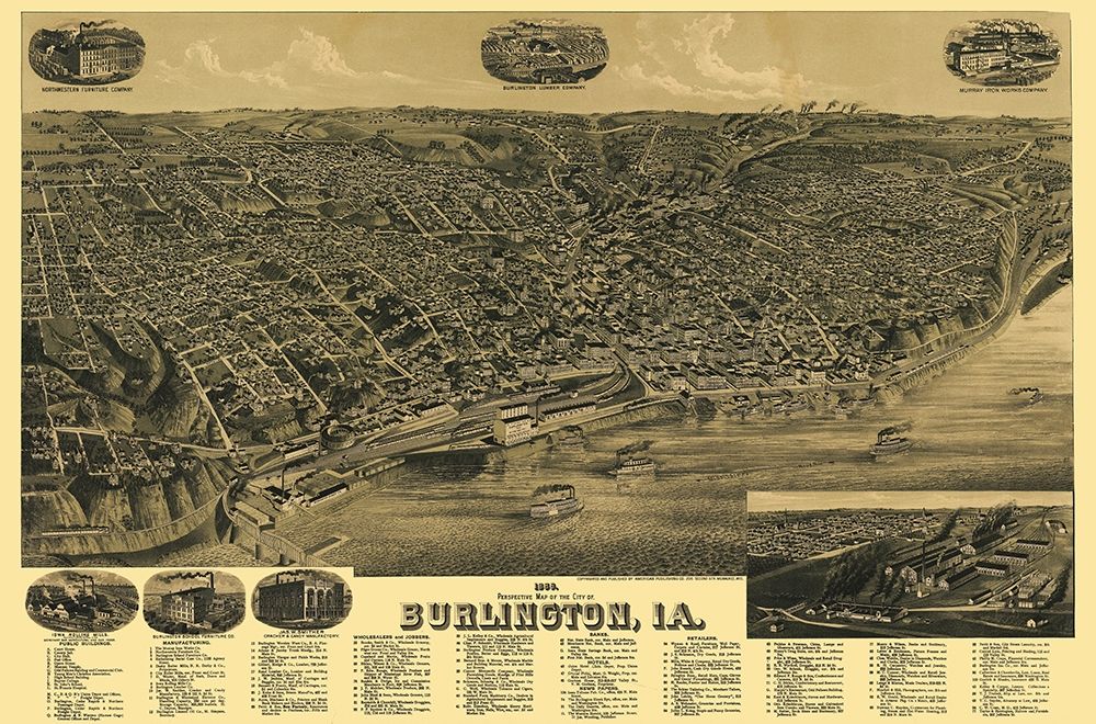 Burlington Iowa - Wellge 1889 art print by Wellge for $57.95 CAD