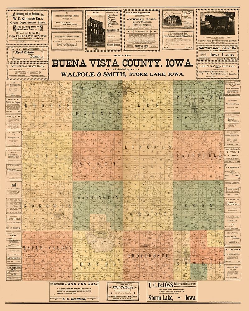 Buena Vista County Iowa - Hixson 1901 art print by Hixson for $57.95 CAD