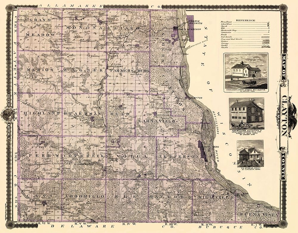 Clayton Iowa Landowner - Andreas 1874 art print by Andreas for $57.95 CAD