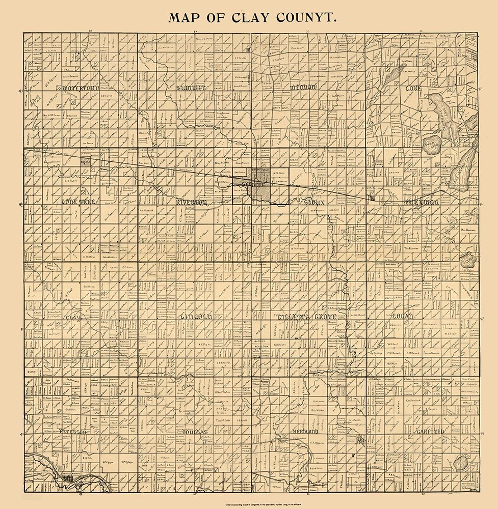 Clay County Iowa - Long 1896 art print by Long for $57.95 CAD
