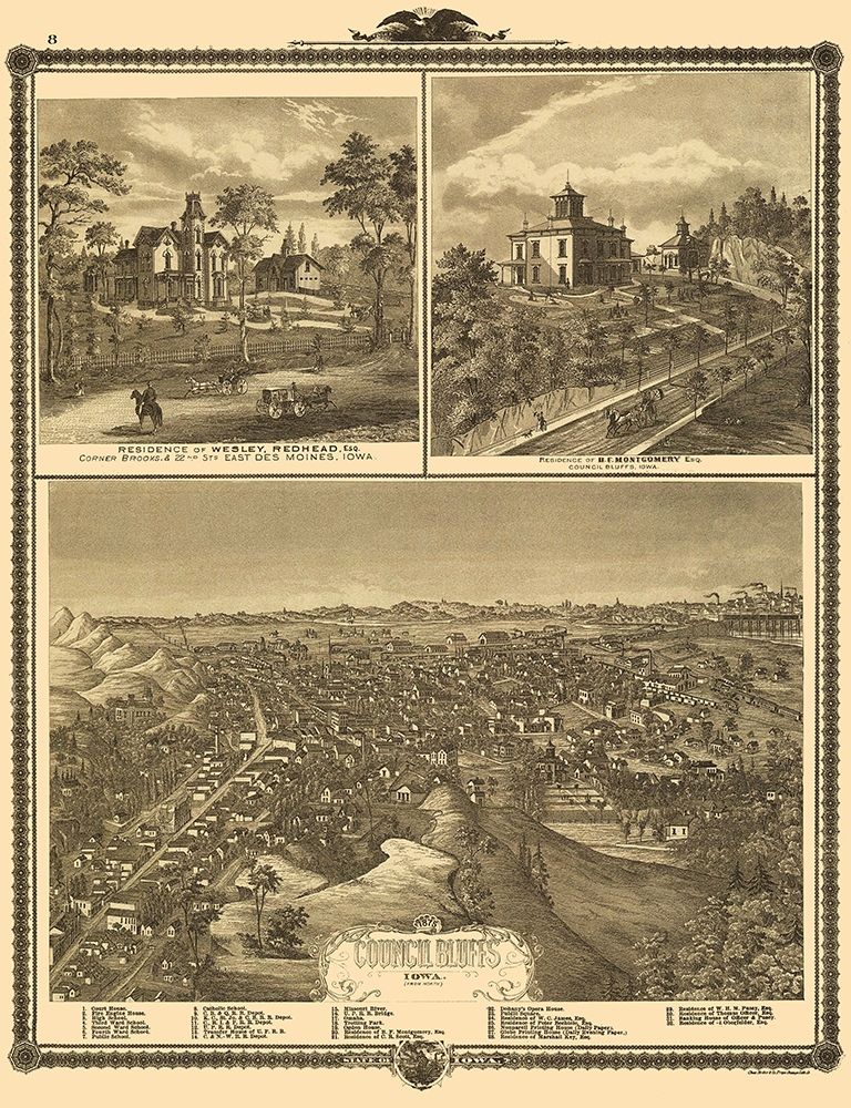 Council Bluffs Iowa - Andreas 1875 art print by Andreas for $57.95 CAD