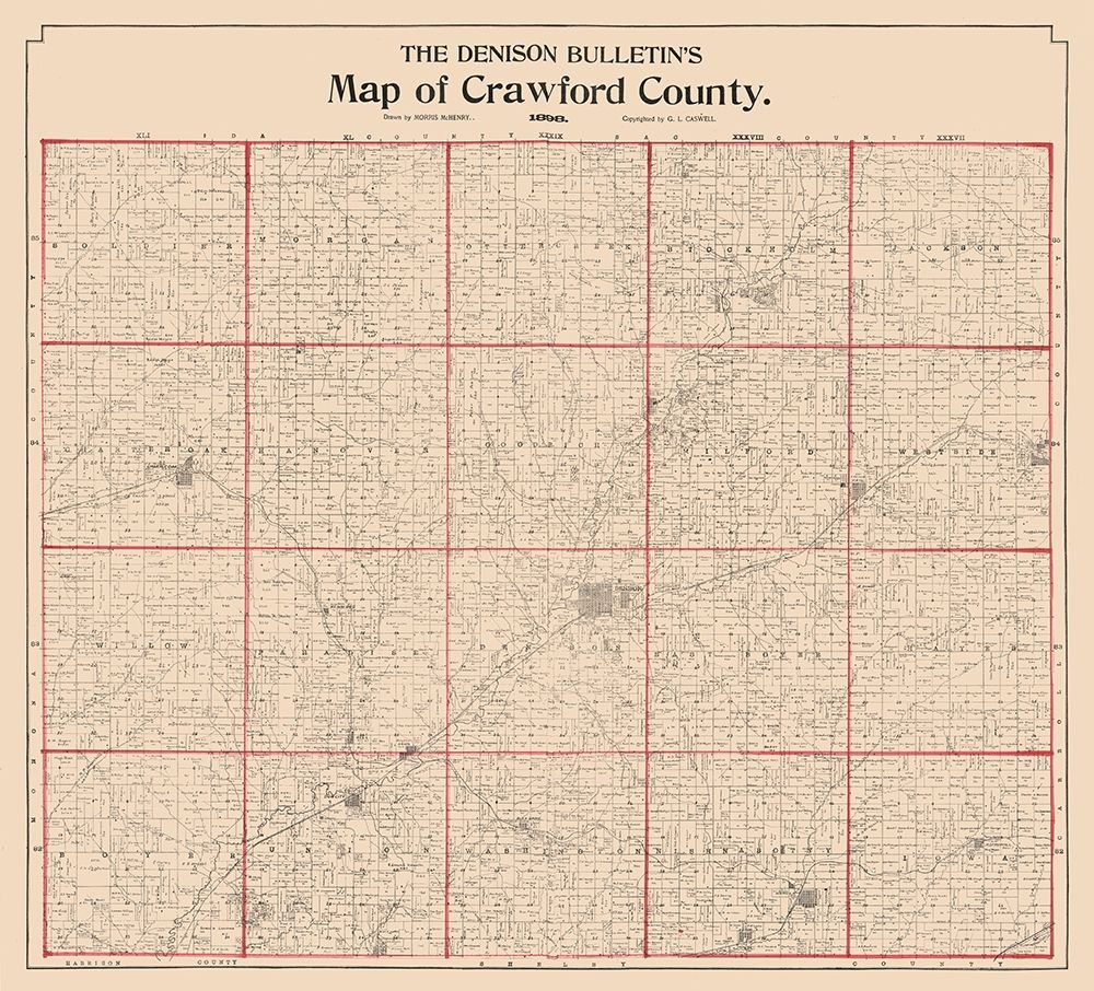 Crawford County Iowa - McHenry 1898 art print by McHenry for $57.95 CAD