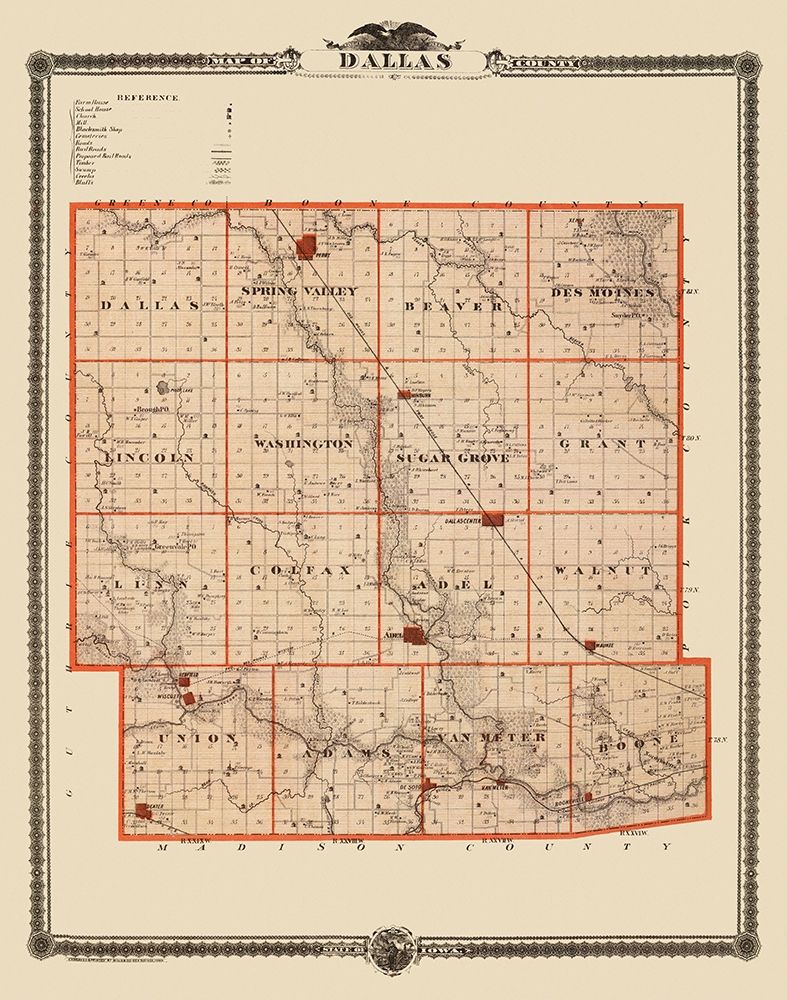 Dallas Iowa Landowner - Mills 1875 art print by Mills for $57.95 CAD
