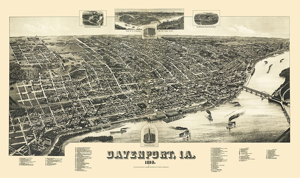 Davenport Iowa - Wellge 1888 art print by Wellge for $57.95 CAD