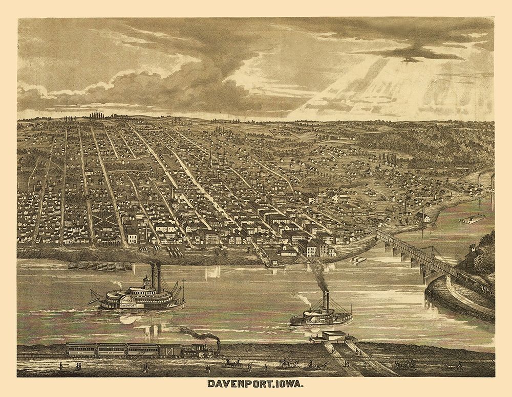 Davenport Iowa - Andreas 1875 art print by Andreas for $57.95 CAD