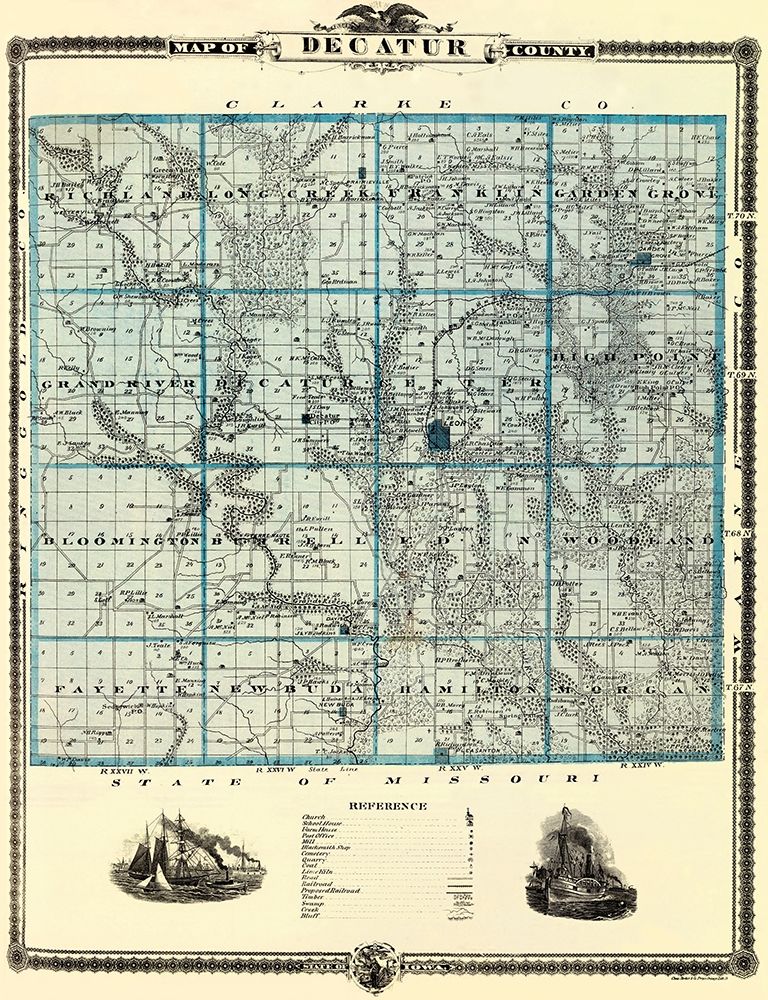 Decatur Iowa Landowner - Andreas 1875 art print by Andreas for $57.95 CAD