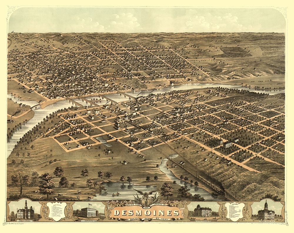 Des Moines Iowa - Ruger 1868 art print by Ruger for $57.95 CAD