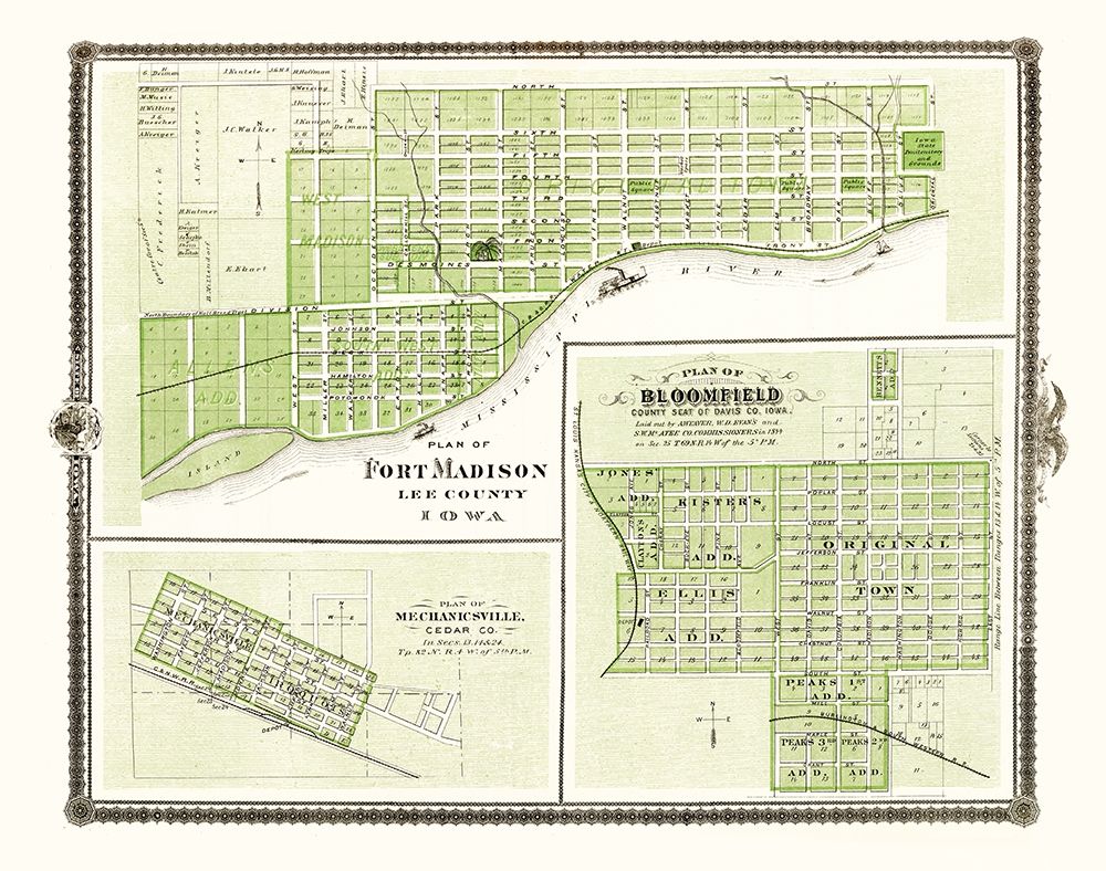 Fort Madison, Mechanicsville, Bloomfield Iowa art print by Andreas for $57.95 CAD