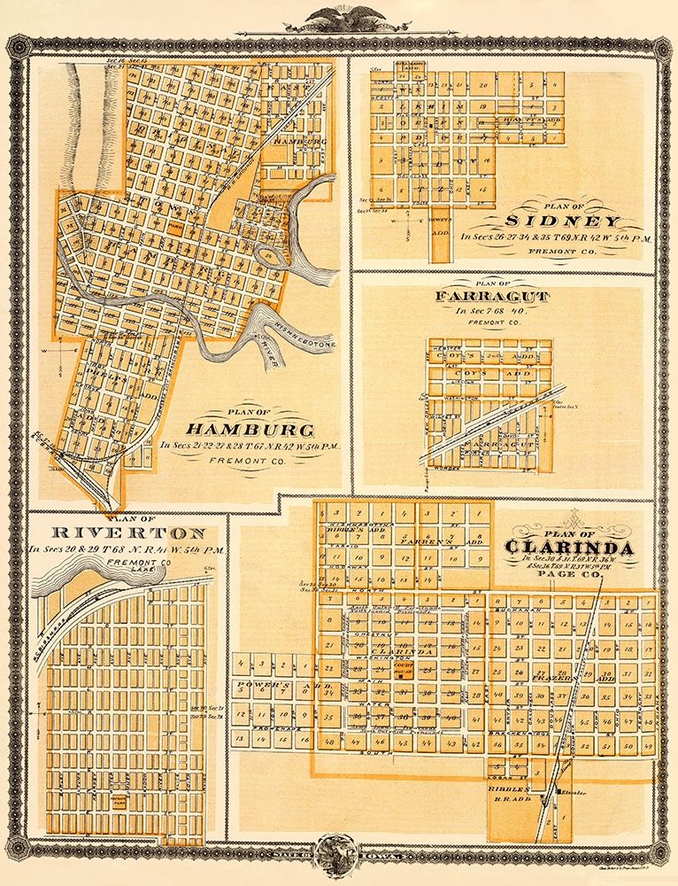 Hamburg, Sidney, Farragut, Riverton, Clarinda Iowa art print by Andreas for $57.95 CAD