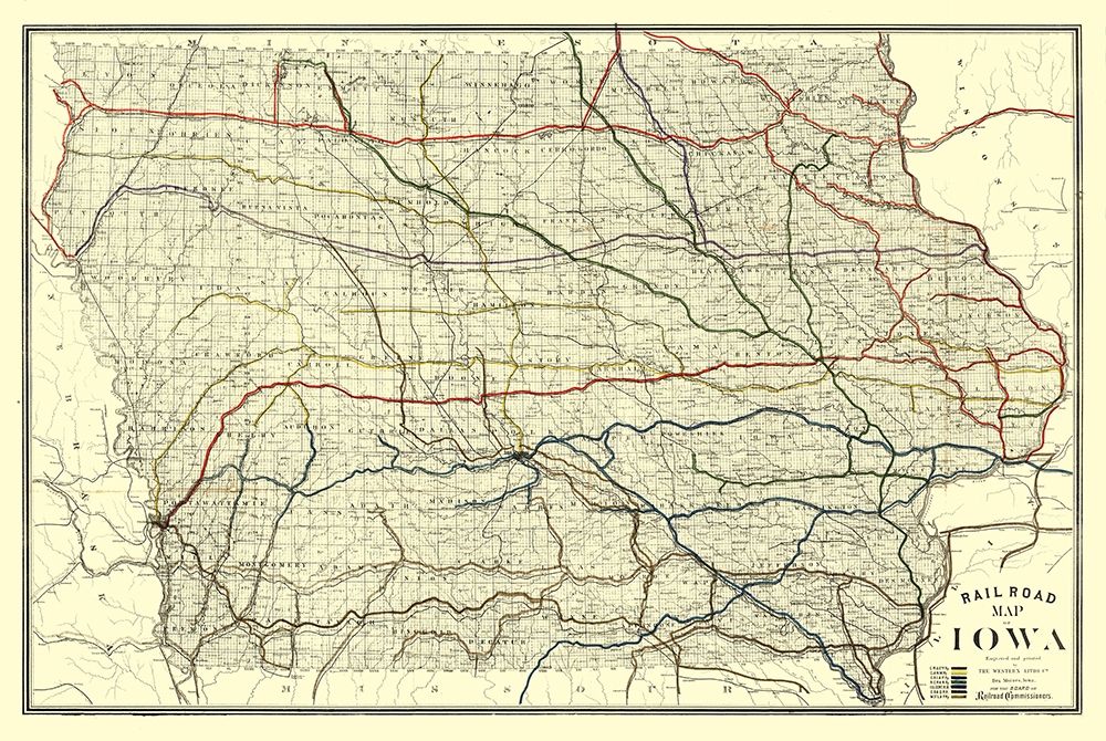 Iowa Railroad - Western Litho 1881 art print by Western Litho for $57.95 CAD