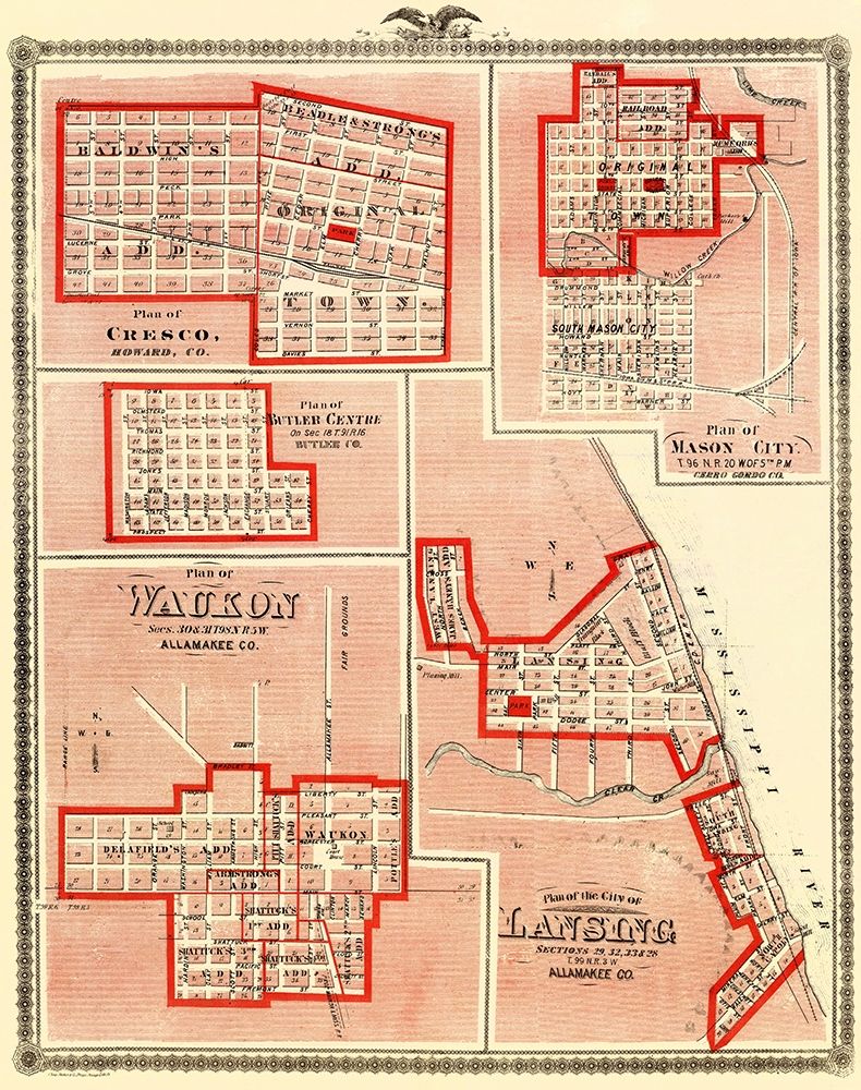 Lansing, Waukon, Cresco, Mason, Butler Iowa art print by Andreas for $57.95 CAD